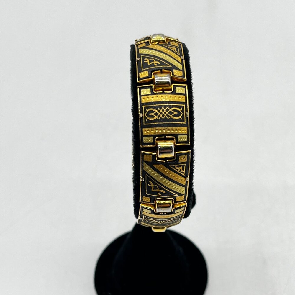 Vintage Gold  and Black Tone Spanish Damascene Bracelet